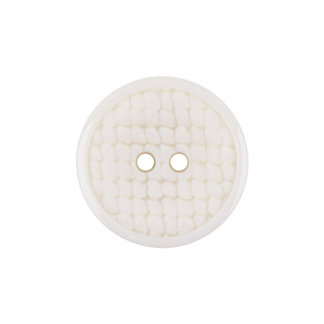 Italian White Abstract Textured Plastic Jacket Button - 36L/23mm