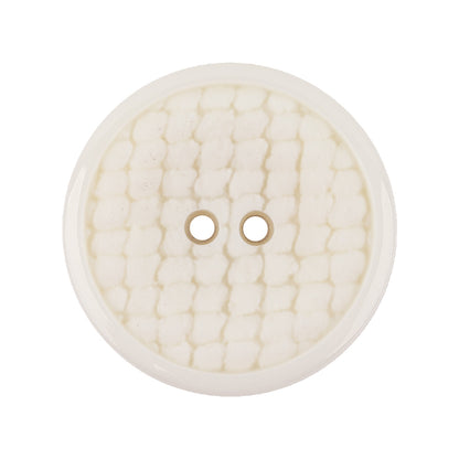 Italian White Abstract Textured Plastic Jacket Button - 44L/28mm