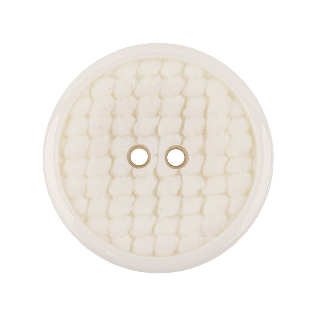 Italian White Abstract Textured Plastic Jacket Button - 44L/28mm
