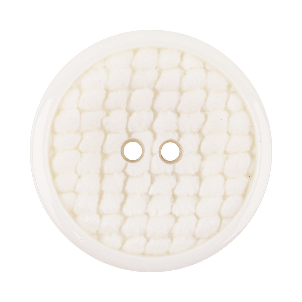 Italian White Abstract Textured Plastic Jacket Button - 54L/34mm