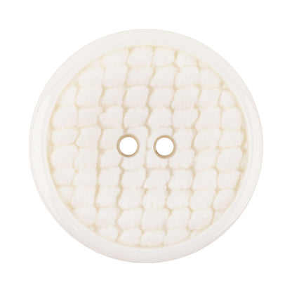 Italian White Abstract Textured Plastic Jacket Button - 54L/34mm