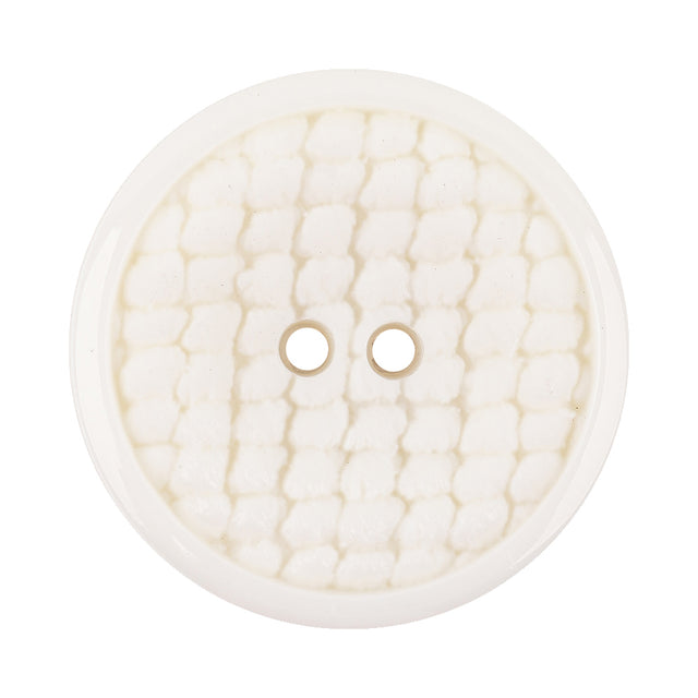 Italian White Abstract Textured Plastic Jacket Button - 54L/34mm