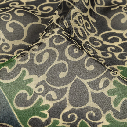 Blue, Green and Brown Classical Abstractions Silk Chiffon Detail