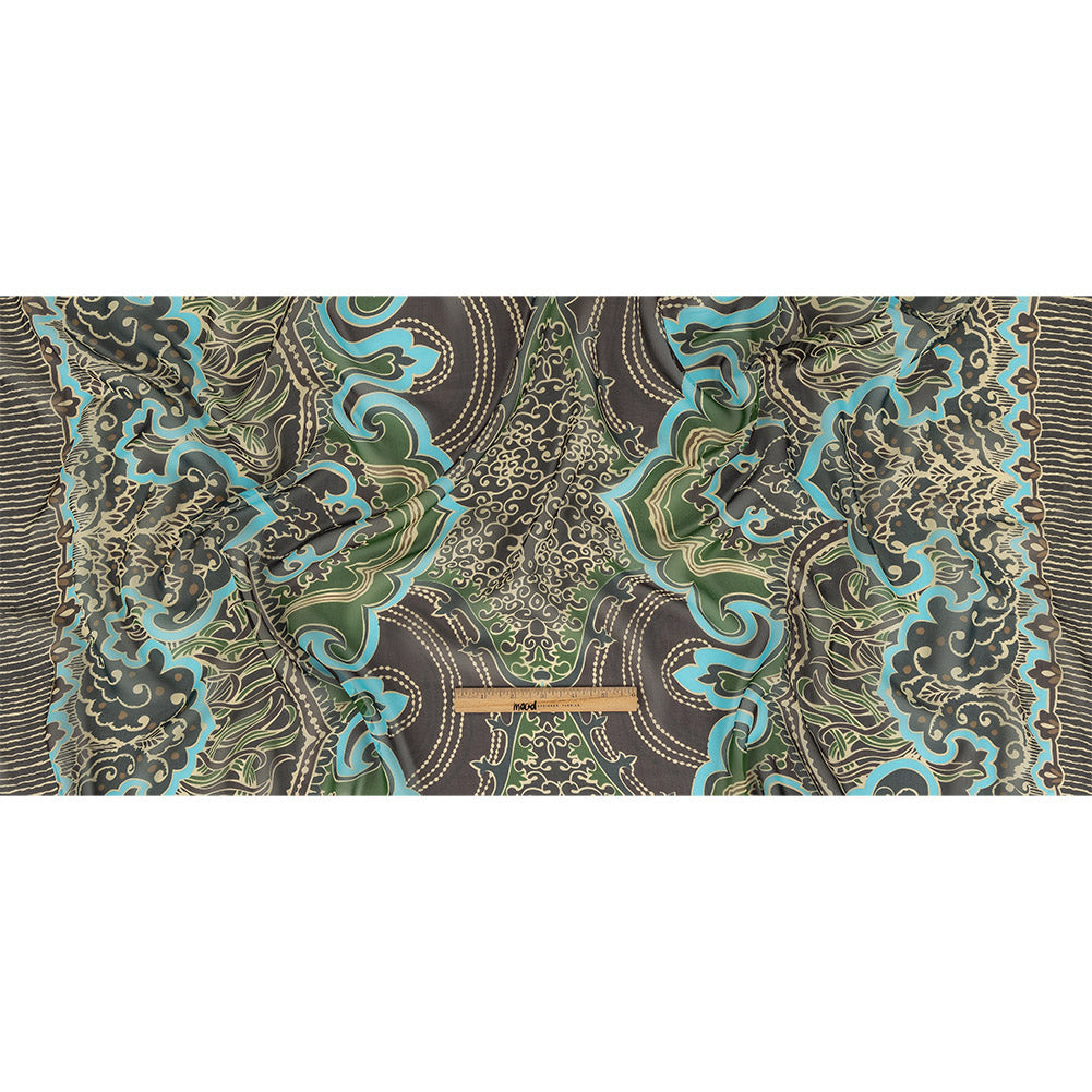 Blue, Green and Brown Classical Abstractions Silk Chiffon Full