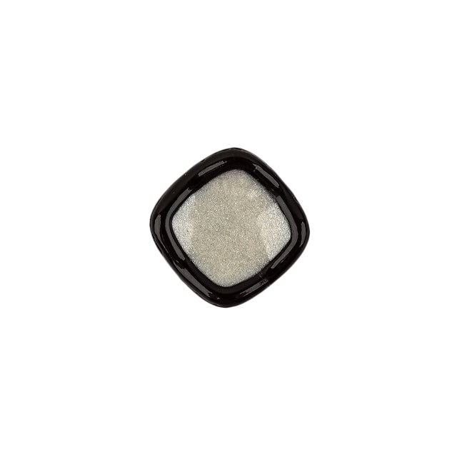 Speckled White and Black Enameled Shank Back Glass Button - 22L/14mm