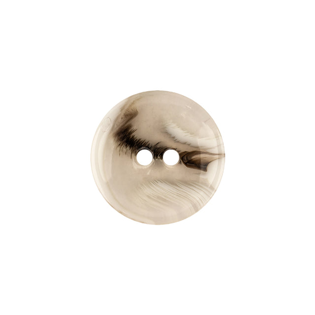 Italian Transparent, Black and Lily White Abstract Swirls Narrow Rimmed Plastic Button - 28L/18mm