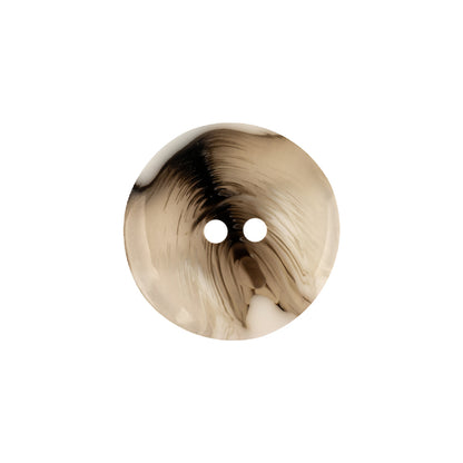 Italian Transparent, Black and Lily White Abstract Swirls Narrow Rimmed Plastic Button - 32L/20mm Detail