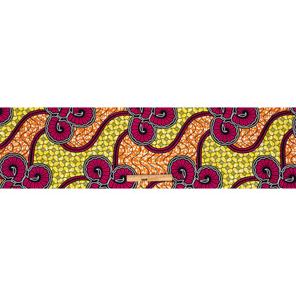Pink, Lemon and Orange Spirals and Abstract Cotton Supreme Super Wax African Print Full