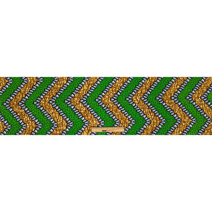 Green, Estate Blue and Tan Wavy Zig Zags Cotton Supreme Wax African Print Full