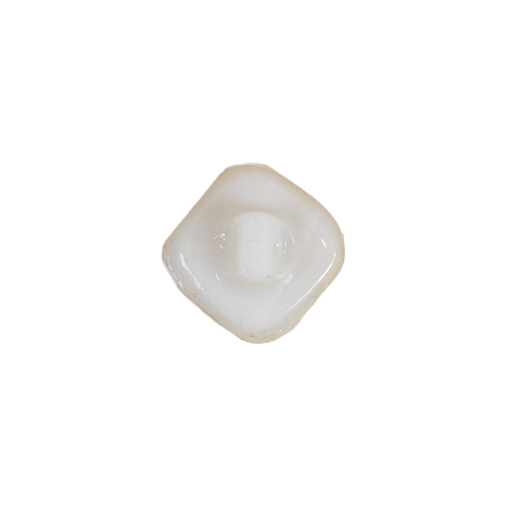 Vintage Pearl Finished Shank Back Square Glass Button with Rhinestone - 22L/14mm Detail