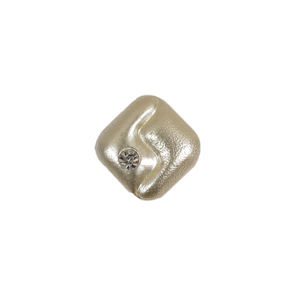 Vintage Pearl Finished Shank Back Square Glass Button with Rhinestone - 22L/14mm