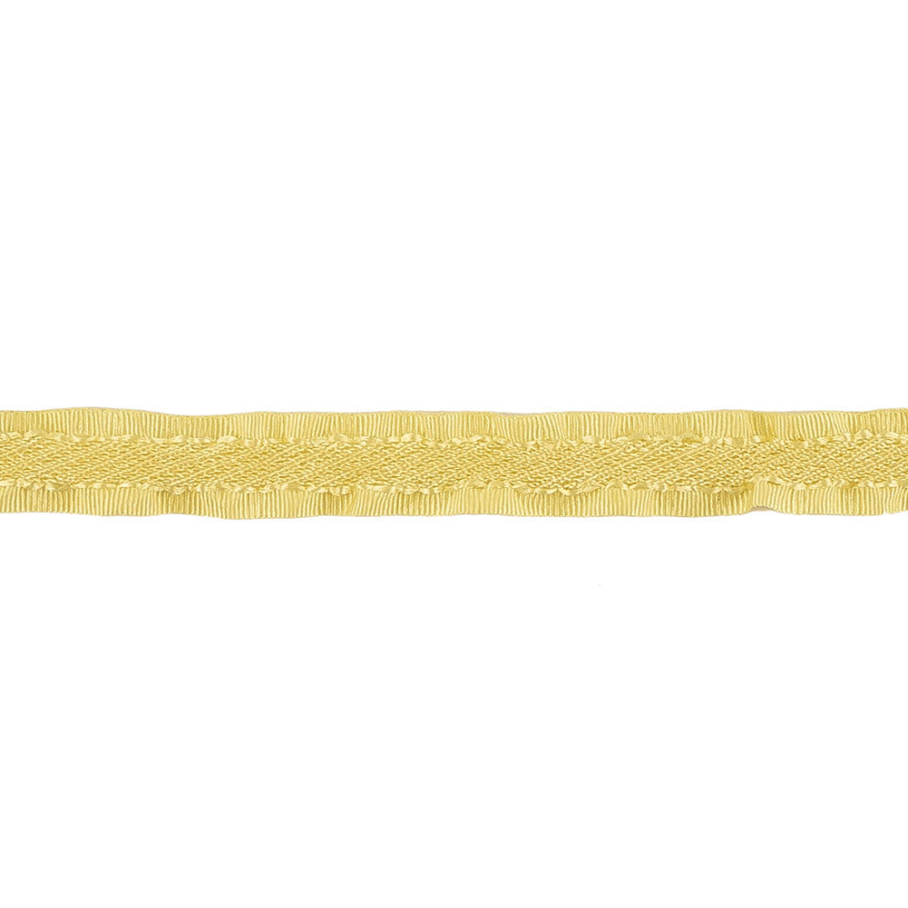 Lemon Twill Ribbon with Ruffled Grosgrain Borders - 0.375" Detail