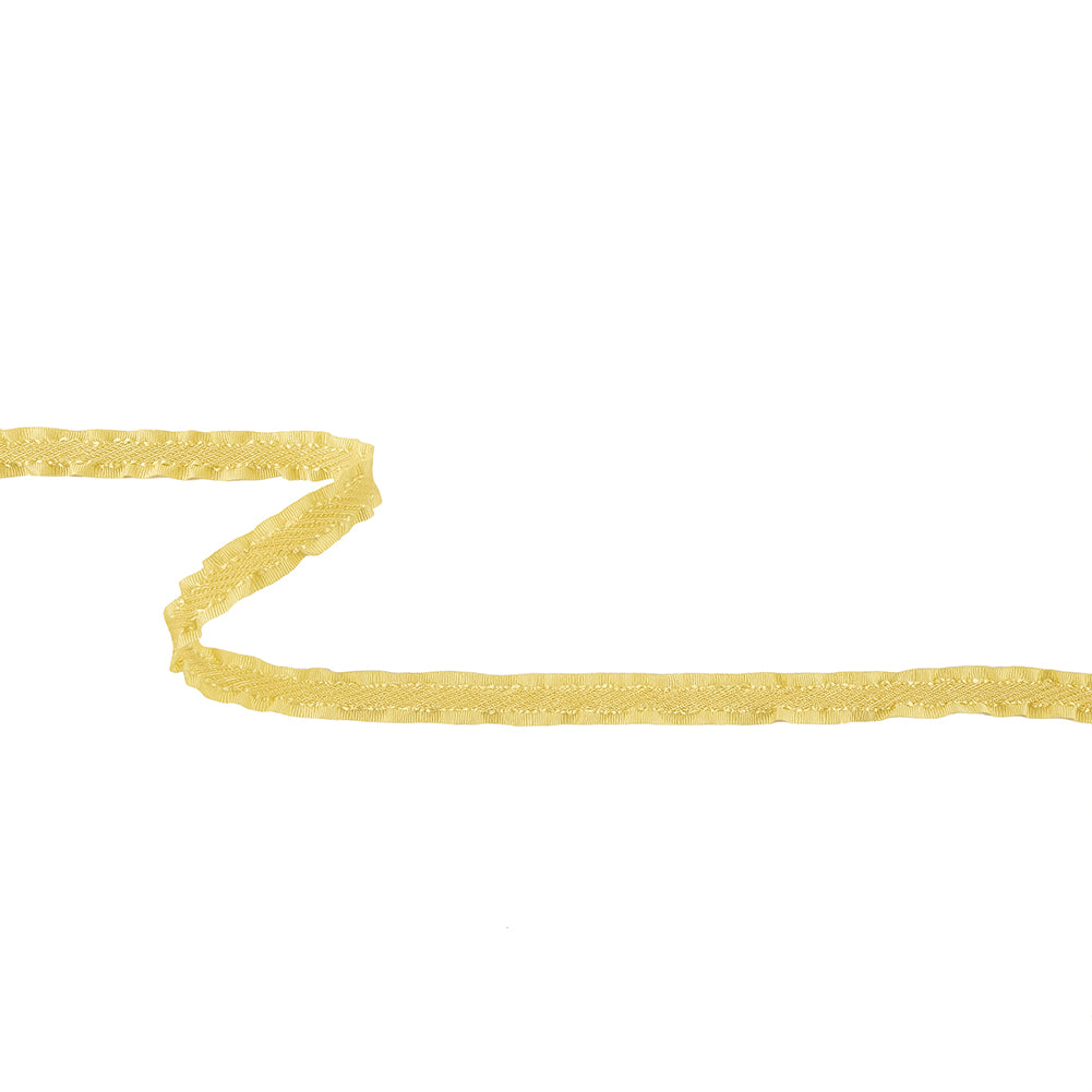 Lemon Twill Ribbon with Ruffled Grosgrain Borders - 0.375"