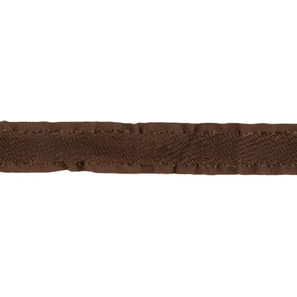 Brown Twill Ribbon with Ruffled Grosgrain Borders - 0.625" Detail