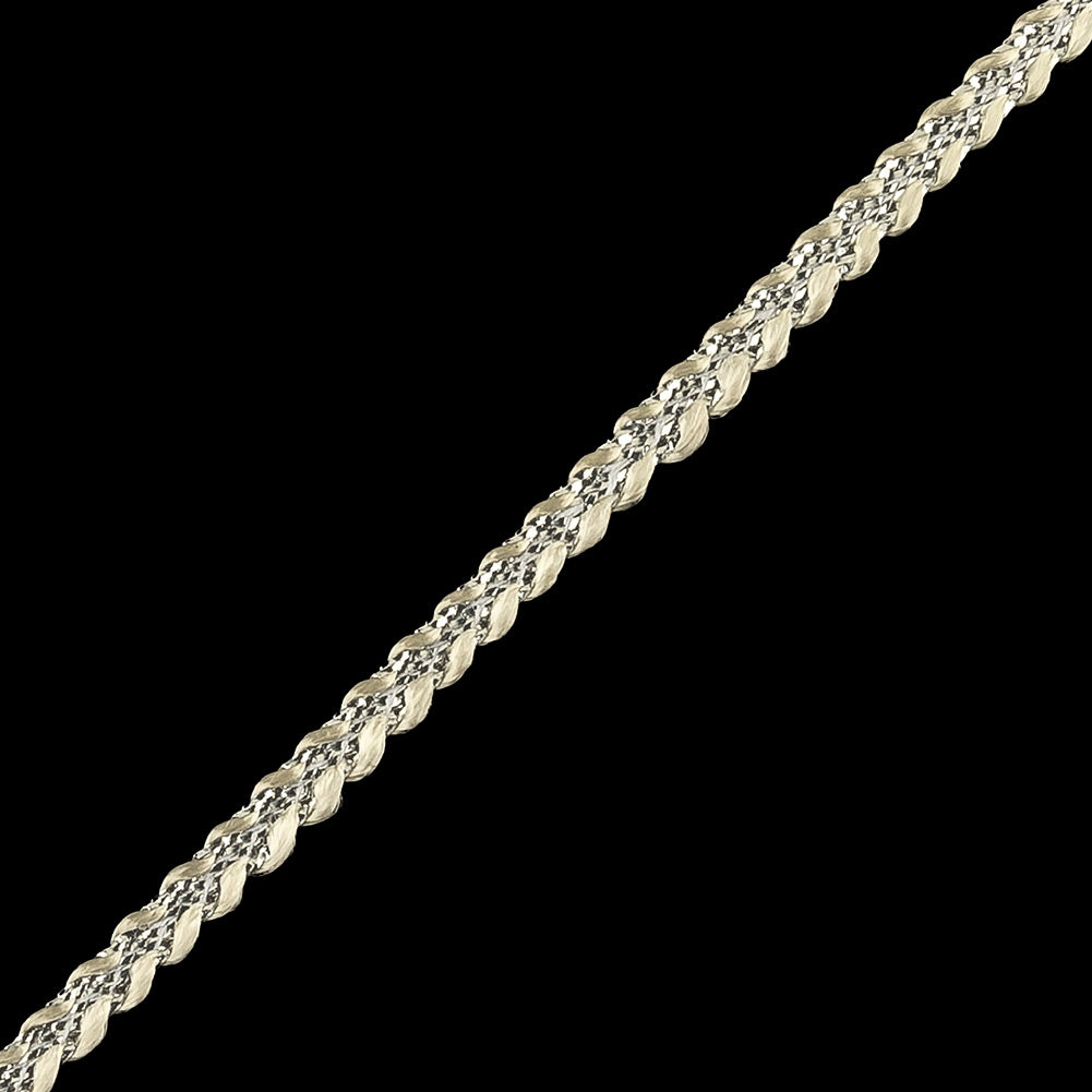 Metallic Silver and White Braided Trim - 0.1875" Detail