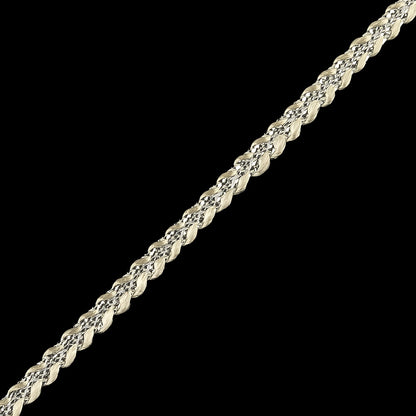 Metallic Silver and White Braided Trim - 0.1875" Detail