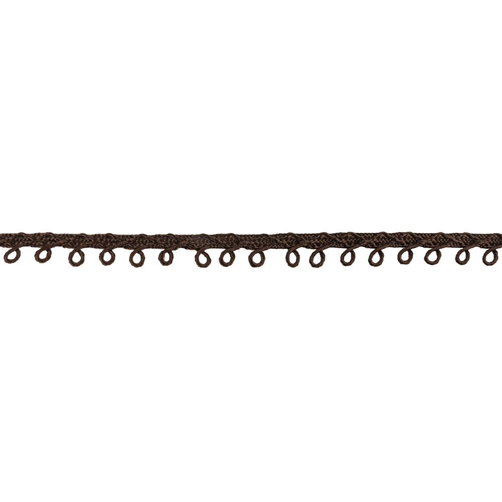 Brown Picot Edged Cotton Blend Braided Trim - 0.1875"
