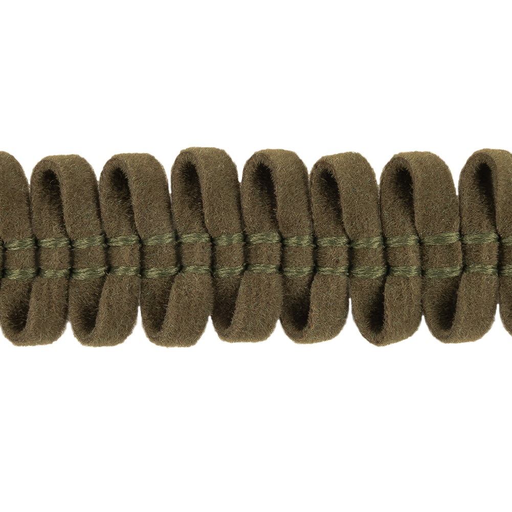 Winter Moss Loopy Faux Suede Trim - 0.5" Detail