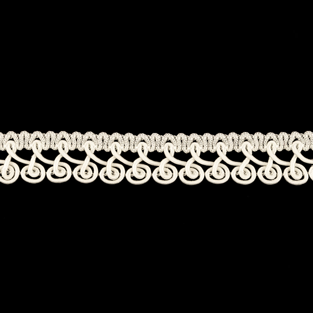 White Spirals Braided Trim - 0.5" Detail