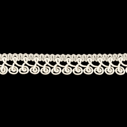 White Spirals Braided Trim - 0.5" Detail