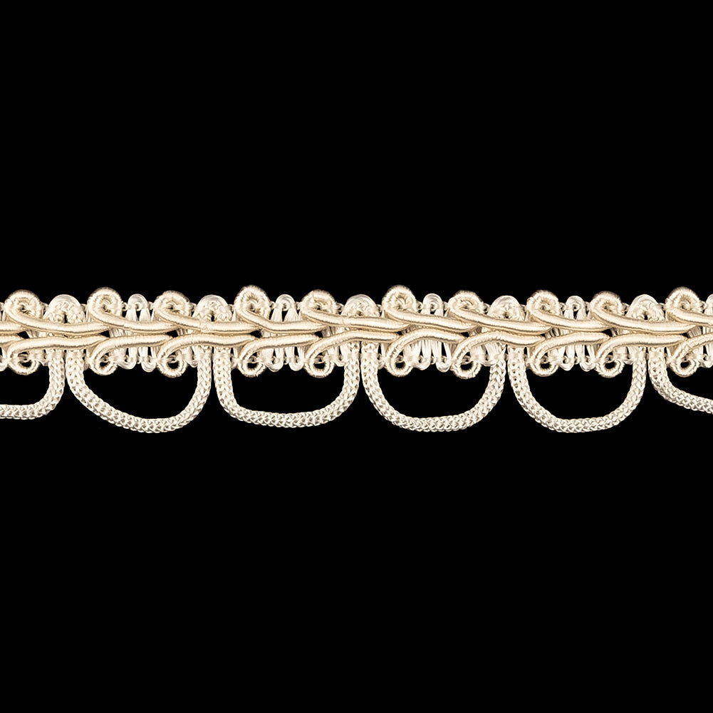 Sand Dollar and Pearled Ivory Gimp Braided Trim with Loops - 0.625" Detail