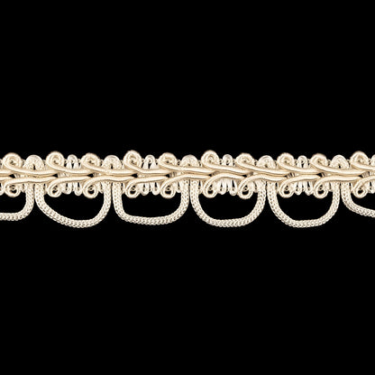 Sand Dollar and Pearled Ivory Gimp Braided Trim with Loops - 0.625" Detail