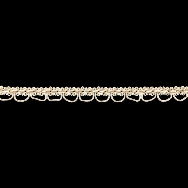 Sand Dollar and Pearled Ivory Gimp Braided Trim with Loops - 0.625"