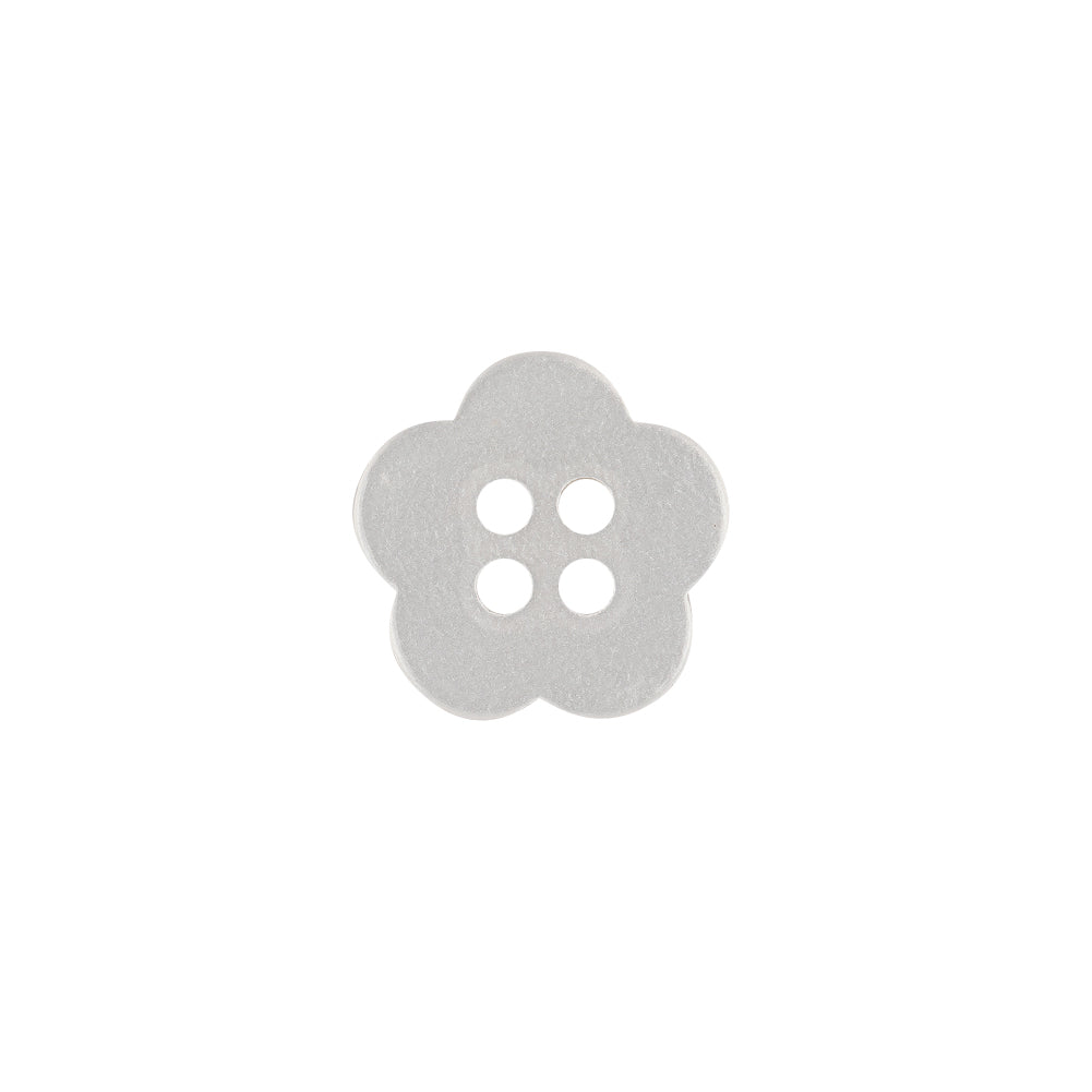 Shiny Lucent White Tinted 4-Hole Flower Shaped Button - 22L/14mm Detail