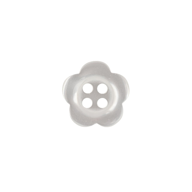 Shiny Lucent White Tinted 4-Hole Flower Shaped Button - 22L/14mm