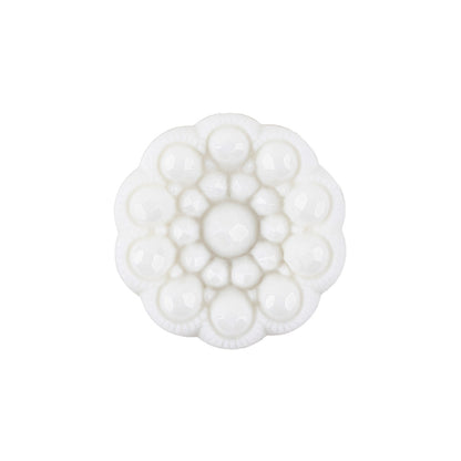 Italian White Decorative Circles Floral Shank Back Button - 36L/23mm