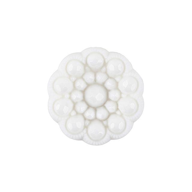Italian White Decorative Circles Floral Shank Back Button - 36L/23mm