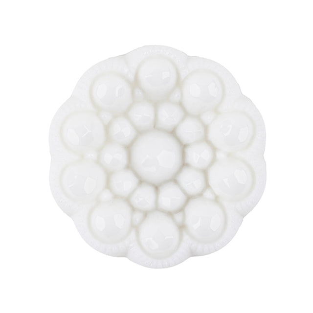 Italian White Decorative Circles Floral Shank Back Button - 44L/28mm