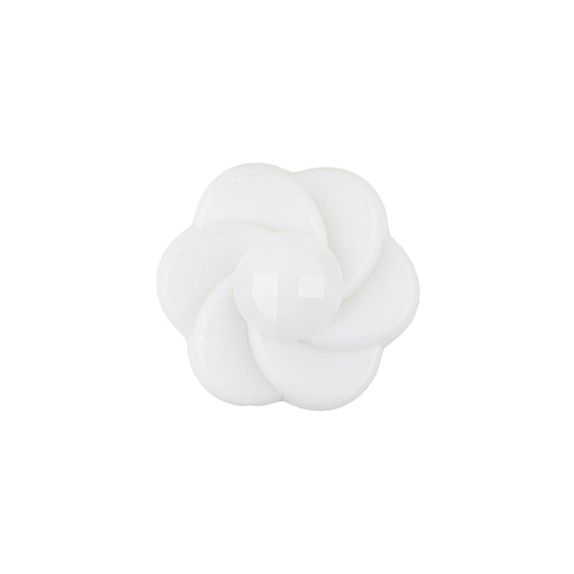 Italian White Floral and Geometric Shank Back Nylon Button - 32L/20mm