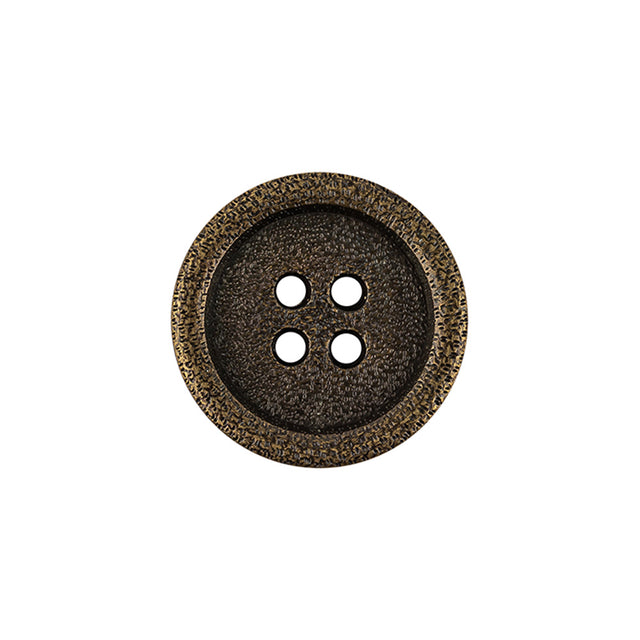 Italian Hint of Gold Bronze Shallow Plate 4-Hole Metal Look Coat Button - 32L/20mm