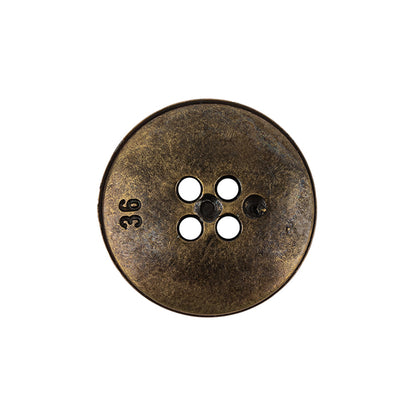 Italian Hint of Gold Bronze Shallow Plate 4-Hole Metal Look Coat Button - 36L/23mm Detail