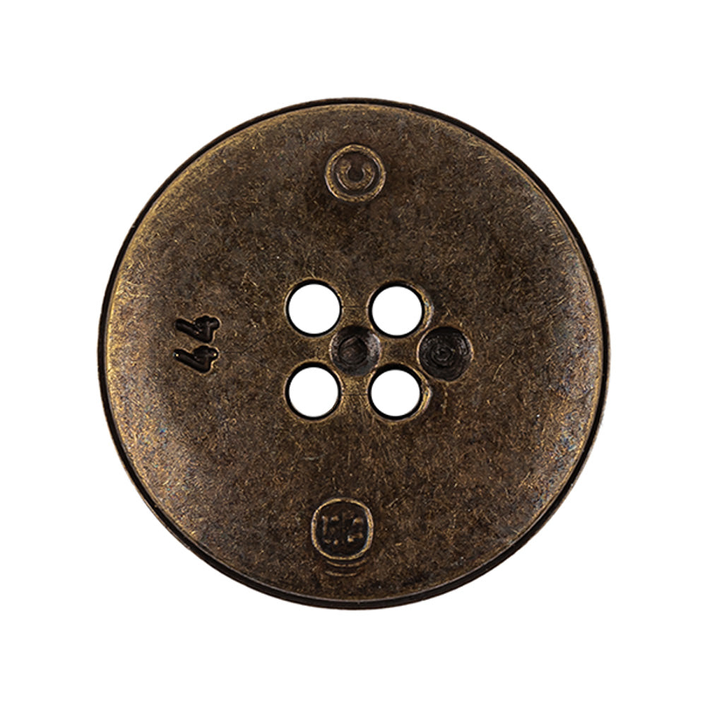 Italian Hint of Gold Bronze Shallow Plate 4-Hole Metal Look Coat Button - 44L/28mm Detail