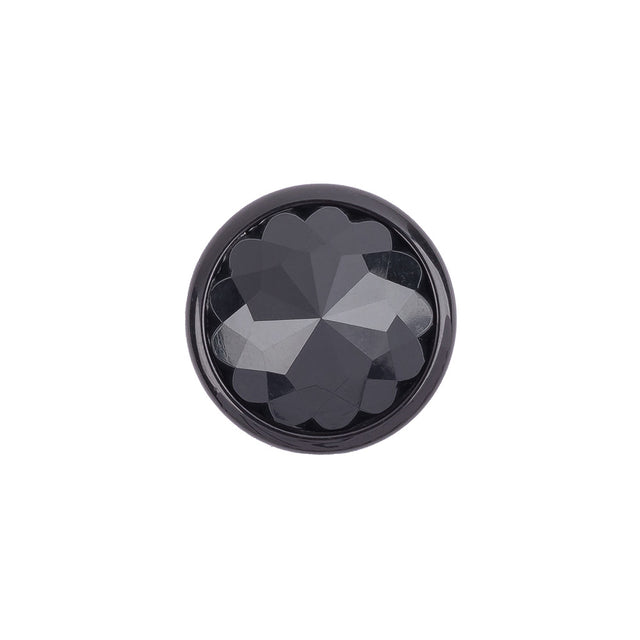 Italian Black Faceted Metal Look Self Back Button - 28L/18mm
