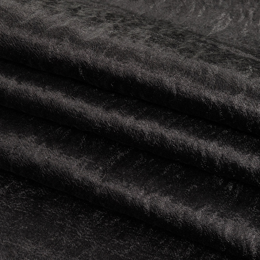 Black Shimmering Tactile Polyester and Cotton Woven Folded