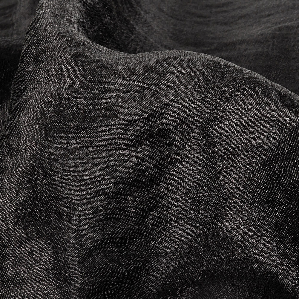 Black Shimmering Tactile Polyester and Cotton Woven Detail