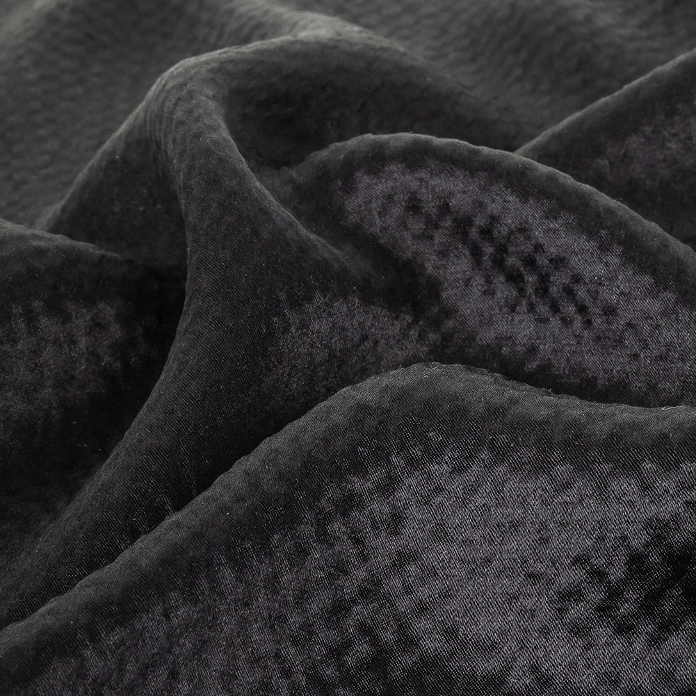 Black Striped Silk Seersucker Detail