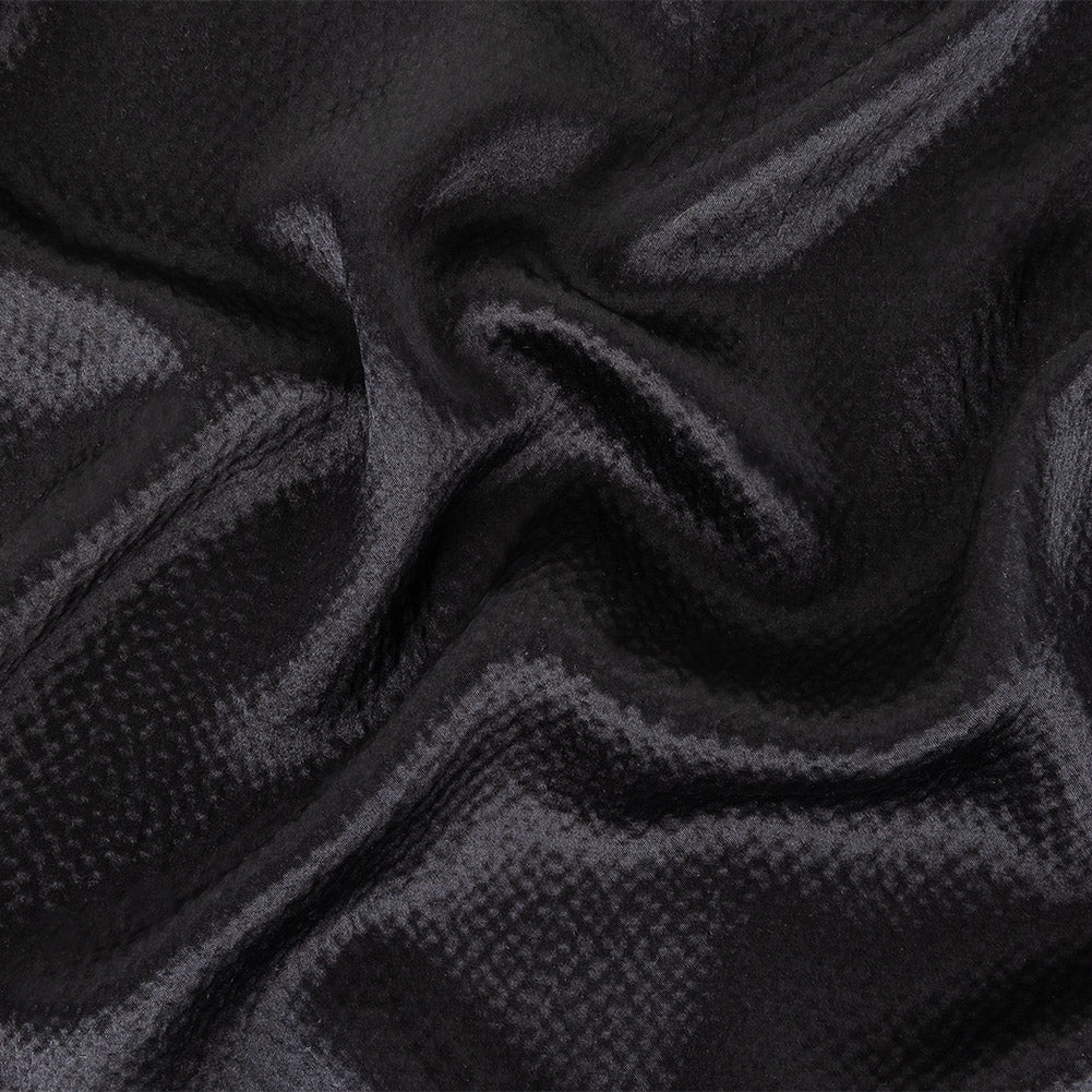 Black Striped Silk Seersucker