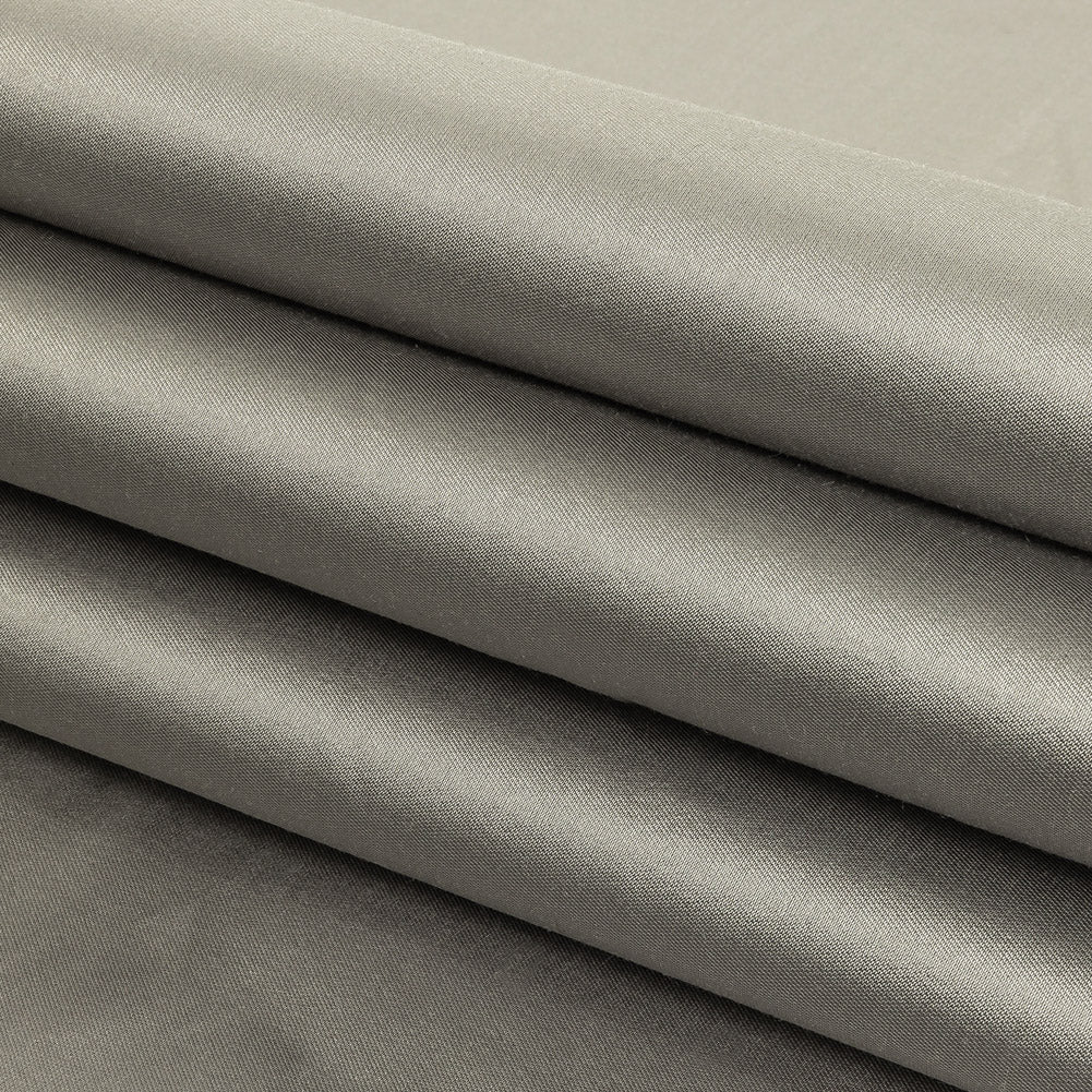 Ash Gray Luminous Silk and Wool Woven Folded