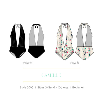 Camille One Piece Swimsuit Sirena Sewing Pattern Folded