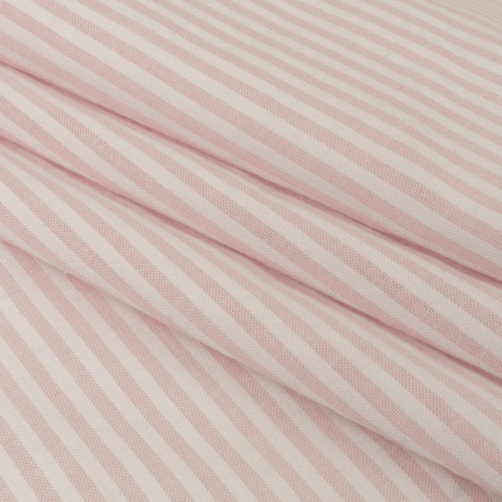Pale Pink and White Candy Striped Cotton Seersucker Folded
