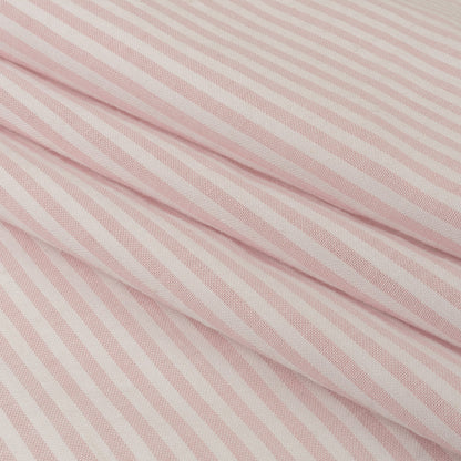 Pale Pink and White Candy Striped Cotton Seersucker Folded