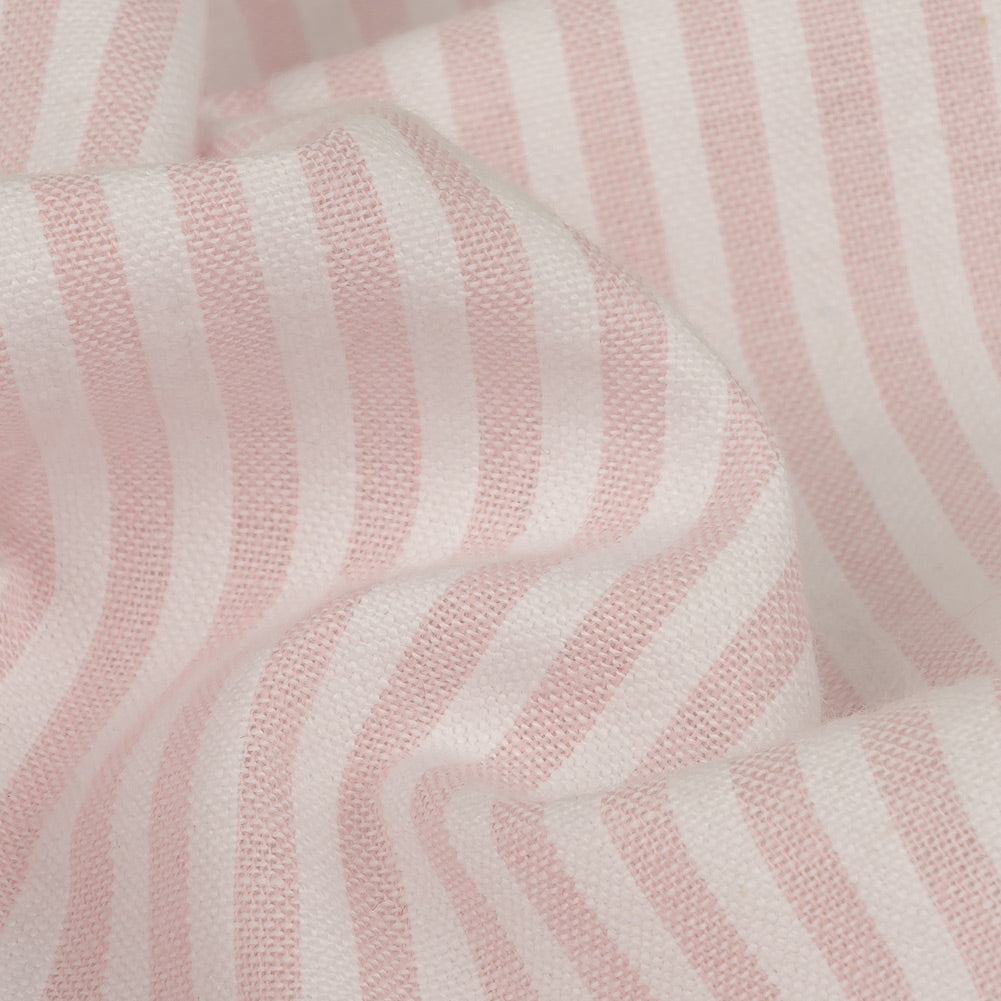 Pale Pink and White Candy Striped Cotton Seersucker Detail
