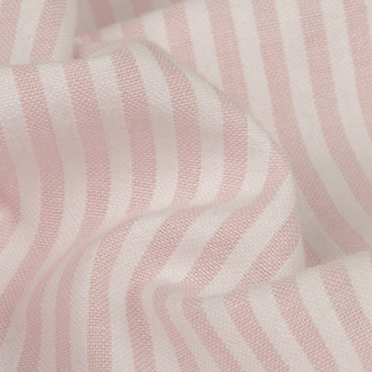 Pale Pink and White Candy Striped Cotton Seersucker Detail