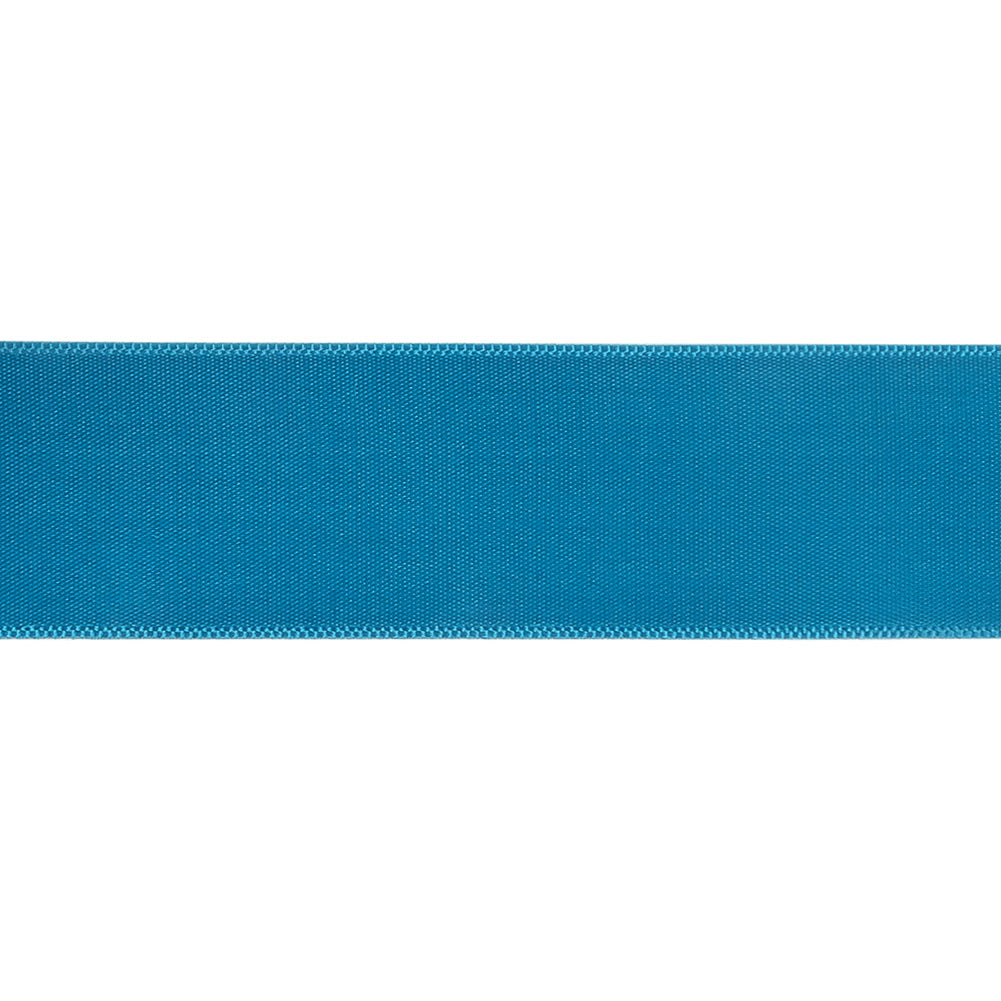 Peacock Blue Single Faced Satin Ribbon - 1" Detail
