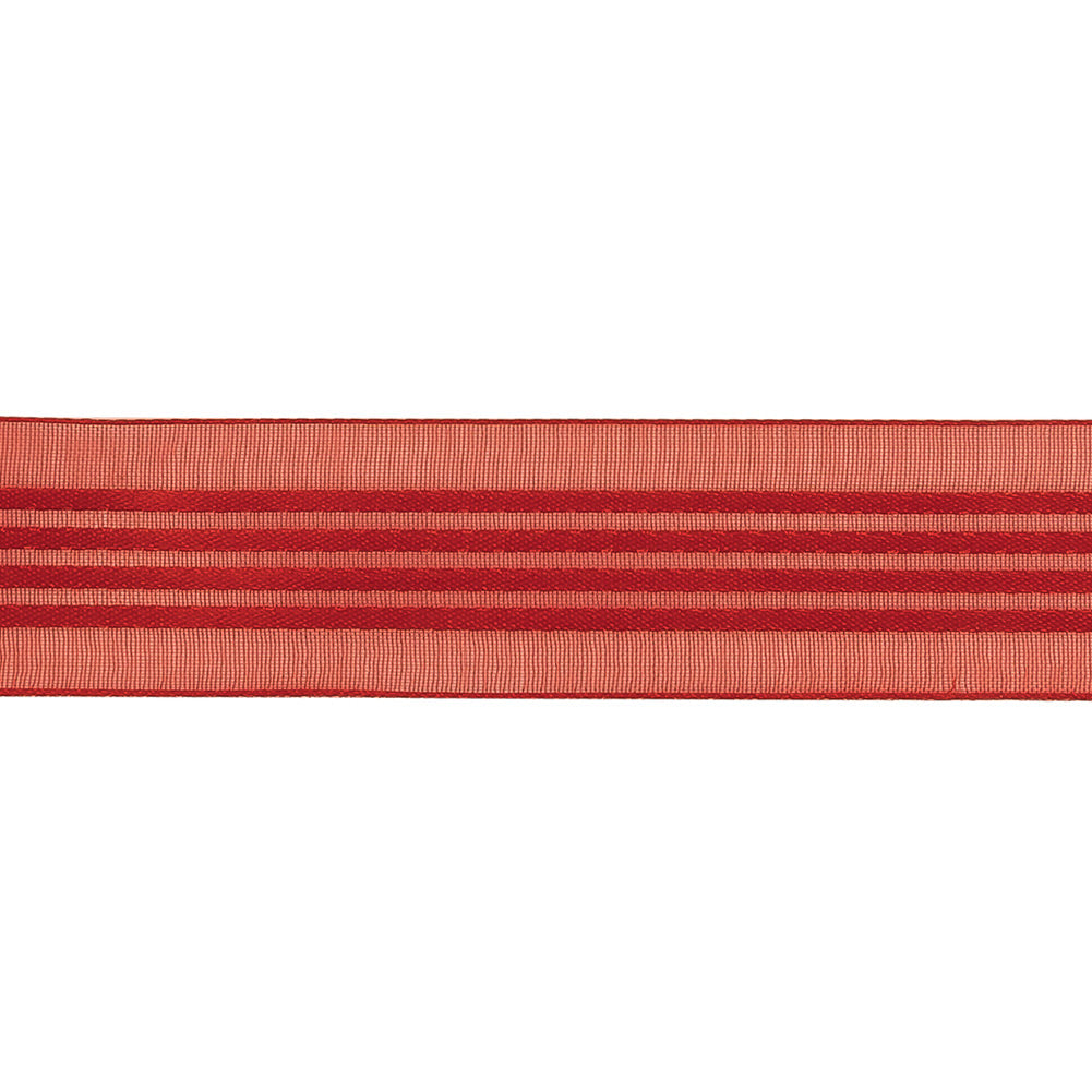 Aura Orange Sheer Ribbon with Satin Stripes - 0.875" Detail