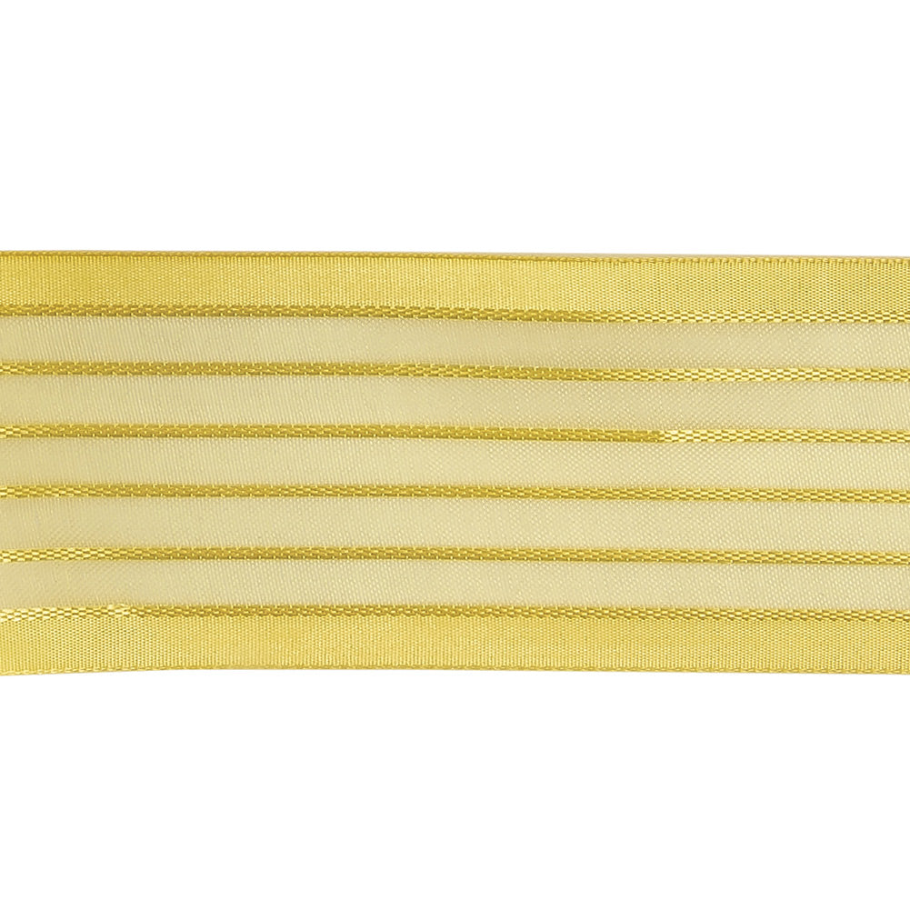 Yellow Striped Sheer Ribbon with Opaque Borders - 1.5" Detail